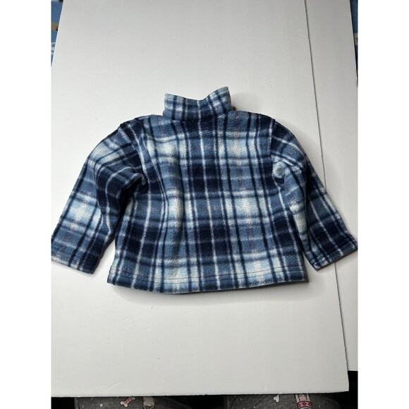 Vintage y2k Winnie the Pooh Disney Blue White fleece plaid zip up jacket 18M - Picture 4 of 5